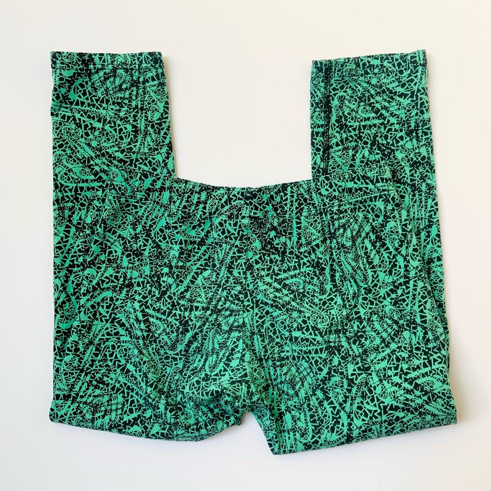 Nike Green & Black Cotton High Rise Capri Leggings Women's Medium
